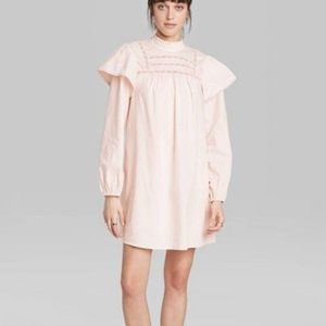 Wild Fable Women's Long Sleeve High Neck Poplin Dr